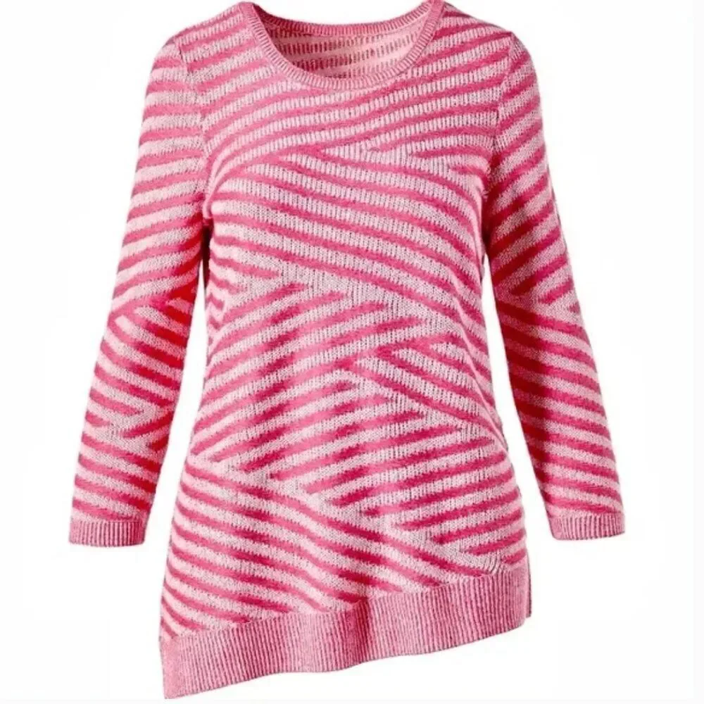 Chico’s Mingle Splice Scoopneck Pullover‎ Sweater Women’s Size 2 XL Asymmetrical